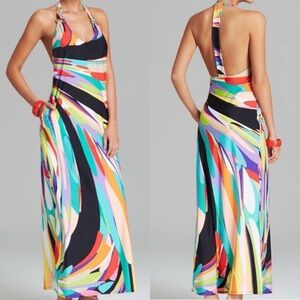 Trina Turk Prisma Multicolored Swirl
Print Halter Cover Up Maxi Dress
Stretchy M